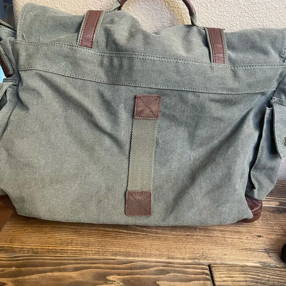 serbags Canvas Messenger Green and Brown Substantial Bag